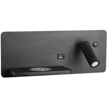 

IMMAX LED Be PREPARE 4v1, bodové s QI nabíjením, USB, černé, varianta levá