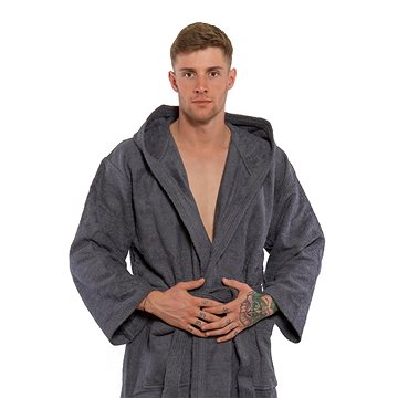 

Interkontakt Pánský župan s kapucí 02 Dark Grey Velikost županu M