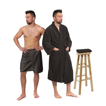 

Interkontakt Sada Black Chocolate: župan s kapucí + pánský saunový kilt + osuška Velikost županu XL