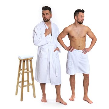 

Interkontakt Sada White: župan KIMONO + pánský saunový kilt + osuška Velikost županu XXL