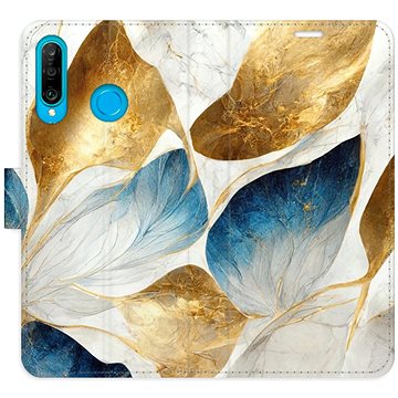 

iSaprio flip pouzdro GoldBlue Leaves pro Huawei P30 Lite