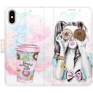 

iSaprio flip pouzdro Donut Worry Girl pro iPhone X/XS