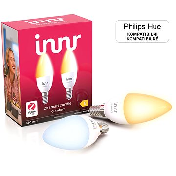 

Innr Chytrá LED žárovka E14 Comfort, tvar svíce, kompatibilní s Philips Hue, 2 ks
