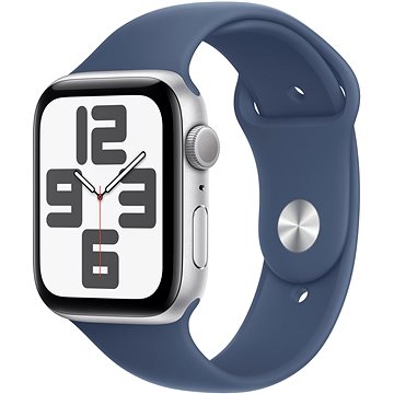 

Apple Watch SE 44mm Stříbrný hliník s denimovým sportovním řemínkem - M/L