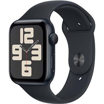 

Apple Watch SE 44mm Temně inkoustový hliník s temně inkoustovým sportovním řemínkem - M/L
