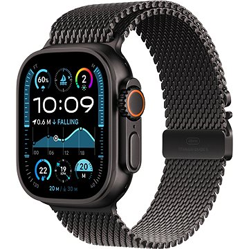 

Apple Watch Ultra 2 49mm Černý titan s černým titanovým milánským tahem - M