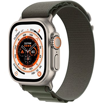 Apple Watch Ultra 49mm titanové pouzdro se zeleným alpským tahem – Medium