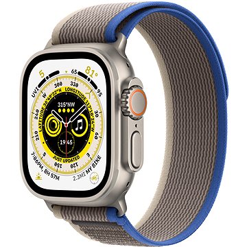 Apple Watch Ultra 49mm titanové pouzdro s modro-šedým trailovým tahem – M/L
