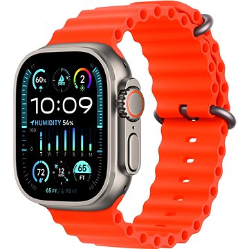 

Apple Watch Ultra 2 49mm titanové pouzdro s oranžovým oceánským řemínkem