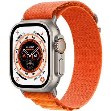 Apple Watch Ultra 49mm titanové pouzdro s oranžovým alpským tahem - Small - Chytré hodinky