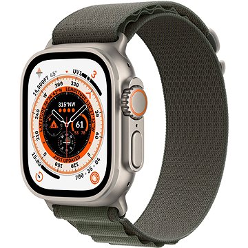 

Apple Watch Ultra 49mm titanové pouzdro se zeleným alpským tahem - Small