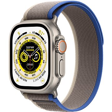 

Apple Watch Ultra 49mm titanové pouzdro s modro-šedým trailovým tahem - S/M