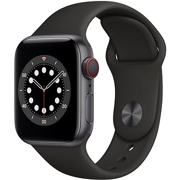 Apple Watch Series 6 40mm Cellular Vesmírně šedý hliník s černým sportovním řemínkem - Chytré hodinky