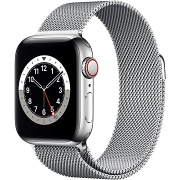 Apple Watch Series 6 40mm Cellular Stříbrný nerez se stříbrným milánským tahem - Chytré hodinky