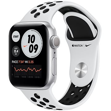 Apple Watch Nike Series 6 44mm Cellular Stříbrný hliník s platinovým/černým sportovním řemínkem Nike - Chytré hodinky