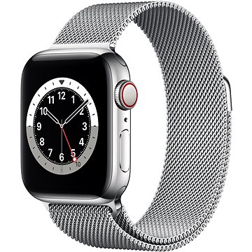 Apple Watch Series 6 44mm Cellular Stříbrný nerez se stříbrným milánským tahem - Chytré hodinky