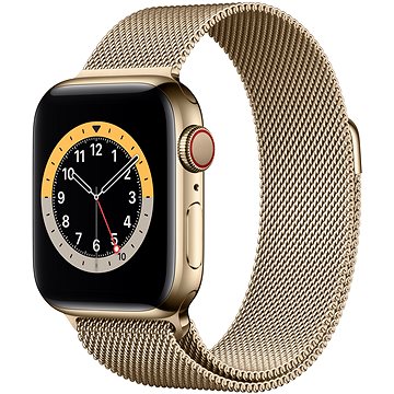 Apple Watch Series 6 44mm Cellular Zlatý nerez se zlatým milánským tahem - Chytré hodinky