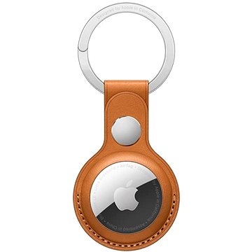 Apple AirTag kožená klíčenka zlatohnědá - AirTag klíčenka