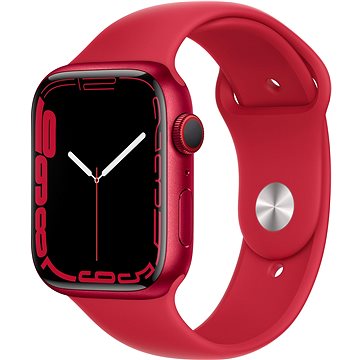 Apple Watch Series 7 45mm Cellular Červený hliník s červeným sportovním řemínkem - Chytré hodinky
