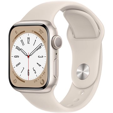 Apple Watch Series 8 41mm Hvězdně bílý hliník s hvězdně bílým sportovním řemínkem - Chytré hodinky
