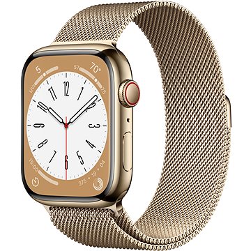

Apple Watch Series 8 45mm Cellular Zlatý nerez se zlatým milánským tahem