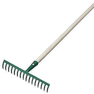 

J.A.D. TOOLS Hrábě kovové zelené, 16 zubů s násadou 160 cm