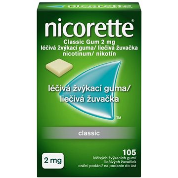 

Nicorette Classic Gum 2 mg léčivá žvýkací guma 105 žvýkaček