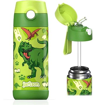 

Jarlson Dětská nerezová termoláhev s brčkem CHARLI Dinosaurus 350 ml