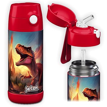 

Jarlson Dětská nerezová termoláhev s brčkem CHARLI Dinosaurus II 350 ml
