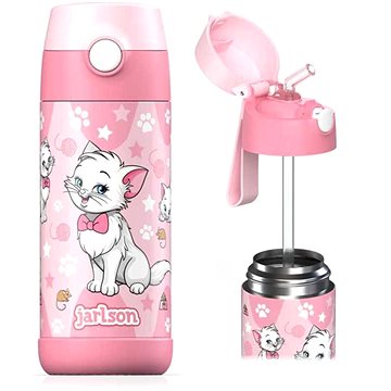 

Jarlson Dětská nerezová termoláhev s brčkem CHARLI Kočka 350 ml