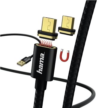 Hama Magnetic USB 2.0 propojovací A-micro USB 1m - Datový kabel