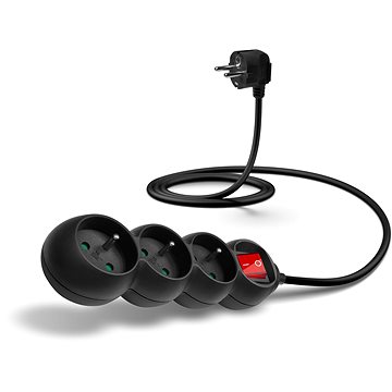 

CONNECT IT prodlužovací 230V, 3 zásuvky + vypínač, 1.5m, černý