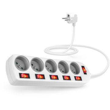 

CONNECT IT prodlužovací, 5 zásuvek, 2 m s vypínači