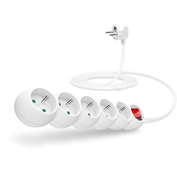 

CONNECT IT prodlužovací 230V, 5 zásuvek + vypínač, 3m, bílý