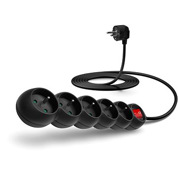 

CONNECT IT prodlužovací 230V, 5 zásuvek + vypínač, 3m, černý