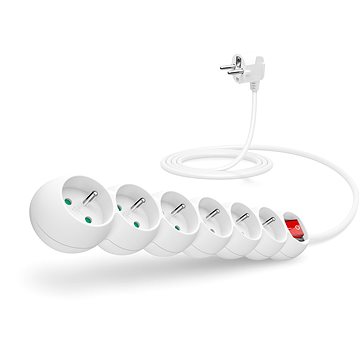 

CONNECT IT prodlužovací 230V, 6 zásuvek + vypínač, 2m, bílý
