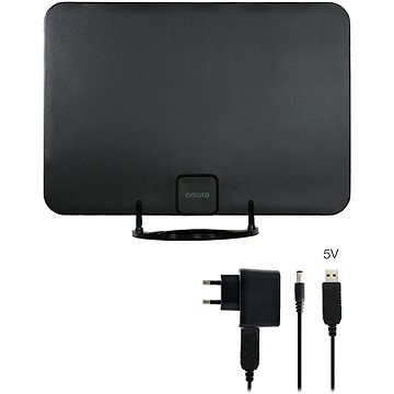 

EVOLVEO Xany 2A, 230/5V, aktivní pokojová anténa FM/DAB+/DVB-T2, filtr LTE,4G,5G
