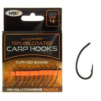 NEW Ngt Carp Micro Barbed Teflon Coated Curved Shank Wide Gape Hook 4 6 8 10