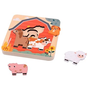 

Jouéco Dřevěné vícevrstvé puzzle Farma 7 ks 18m+