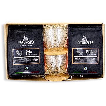 Kafista Coffee Box Balíček s kávou a sadou termosklenic, zrnková káva pražená v Itálii