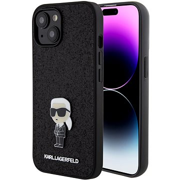 

Karl Lagerfeld Fixed Glitter Metal Ikonik Zadní Kryt pro iPhone 15 Black
