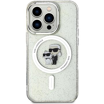 

Karl Lagerfeld IML Glitter Karl and Choupette MagSafe Zadní Kryt pro iPhone 15 Pro Transparent