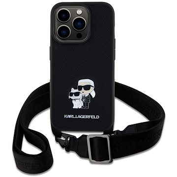 

Karl Lagerfeld Saffiano Crossbody Metal Karl and Choupette Zadní Kryt pro iPhone 15 Pro Black