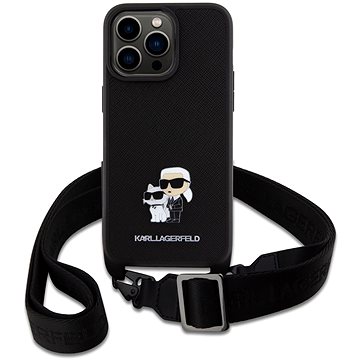 

Karl Lagerfeld Saffiano Crossbody Metal Karl and Choupette Zadní Kryt pro iPhone 15 Pro Max Black