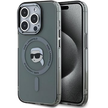 

Karl Lagerfeld IML Karl Head Metal Frame MagSafe Zadní Kryt pro iPhone 15 Pro Max Black