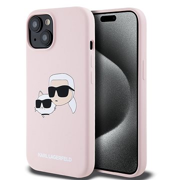 

Karl Lagerfeld Liquid Silicone Double Heads MagSafe Zadní Kryt pro iPhone 15 Pink