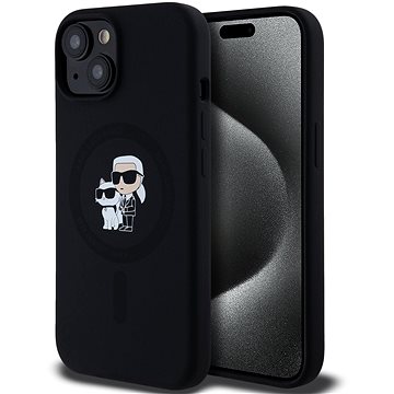 

Karl Lagerfeld Liquid Silicone Karl and Choupette MagSafe Zadní Kryt pro iPhone 15 Black