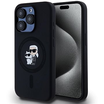 

Karl Lagerfeld Liquid Silicone Karl and Choupette MagSafe Zadní Kryt pro iPhone 15 Pro Black