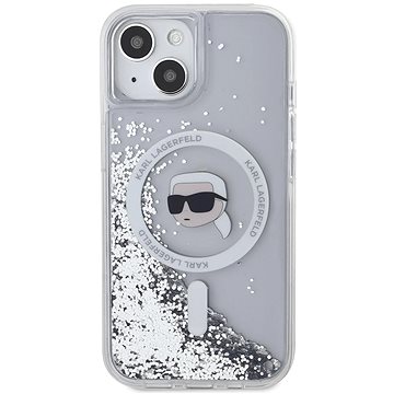 

Karl Lagerfeld Liquid Glitter Karl Head MagSafe Zadní Kryt pro iPhone 15 Transparent