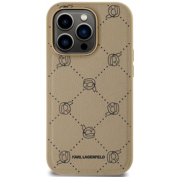 

Karl Lagerfeld PU Karl Heads Pattern MagSafe Zadní Kryt pro iPhone 14 Pro Beige